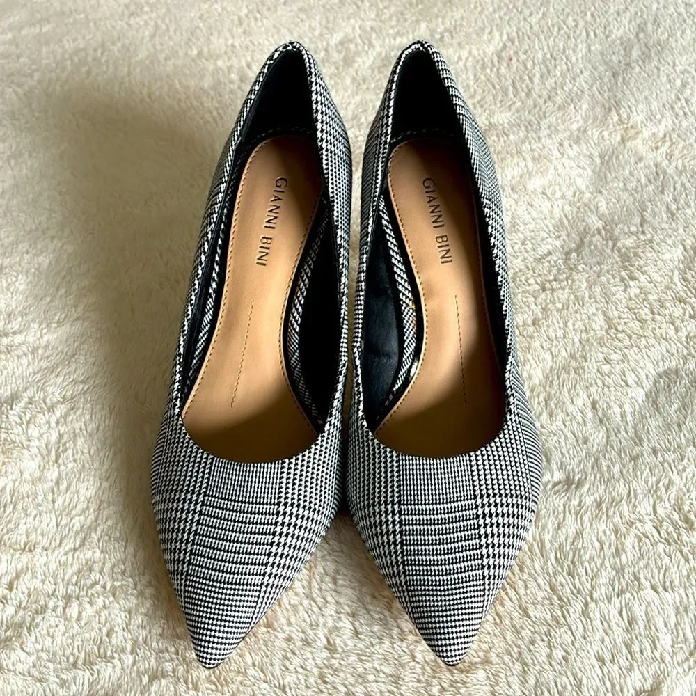 Gianni Bini Houndstooth Black and White 4 Inch Heels Women’s 7 Medium